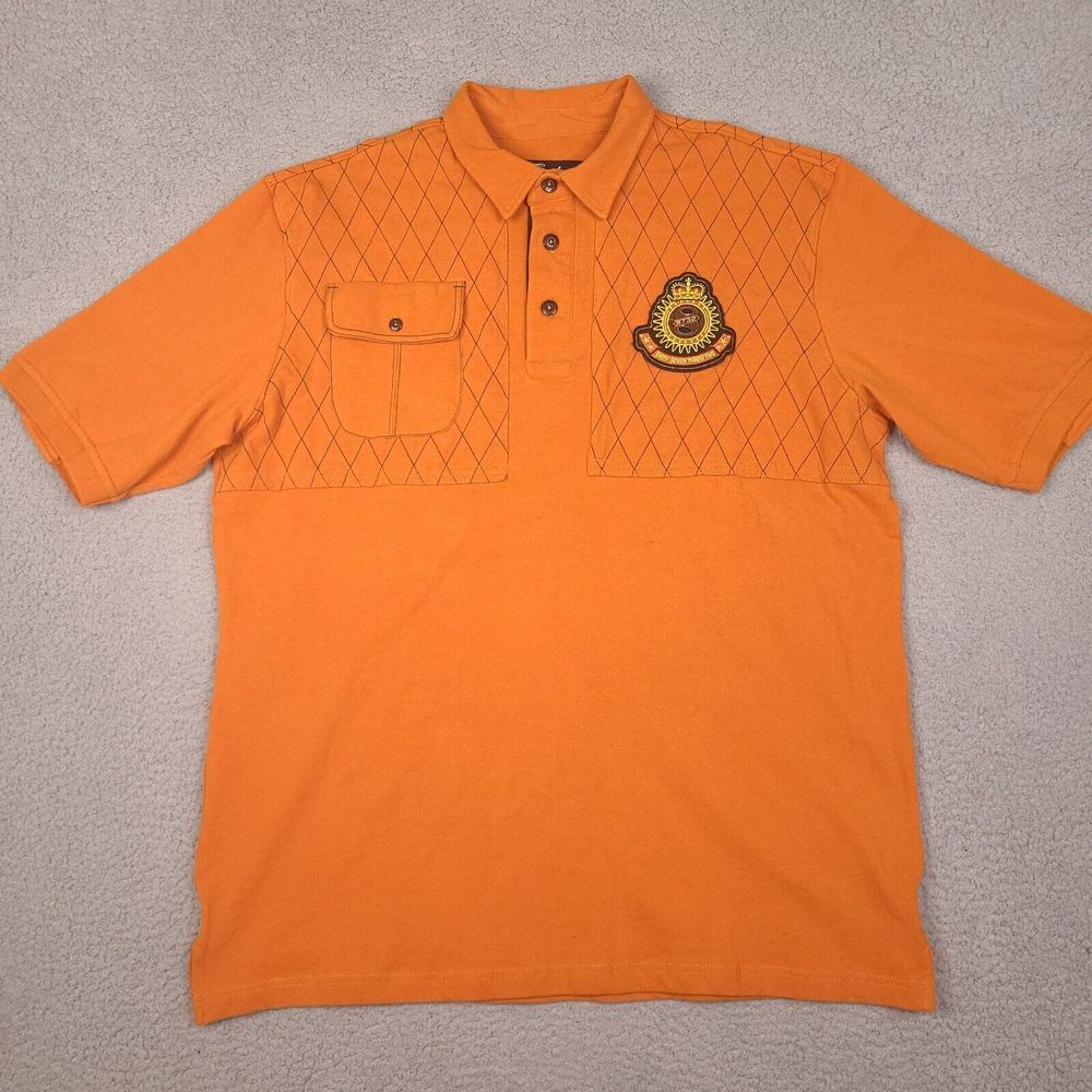 Eight 732 Polo Shirt Mens XL Orange Pockets‎ Casual Streetwear Detailed Accents
